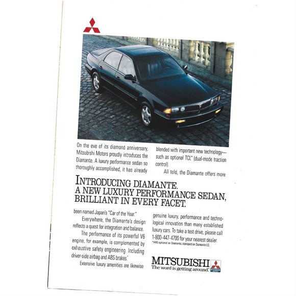 Mitsubishi Diamante Performance Sedan Luxury Japan Car 1990s  Vintage Print Ad - Picture 1 of 2